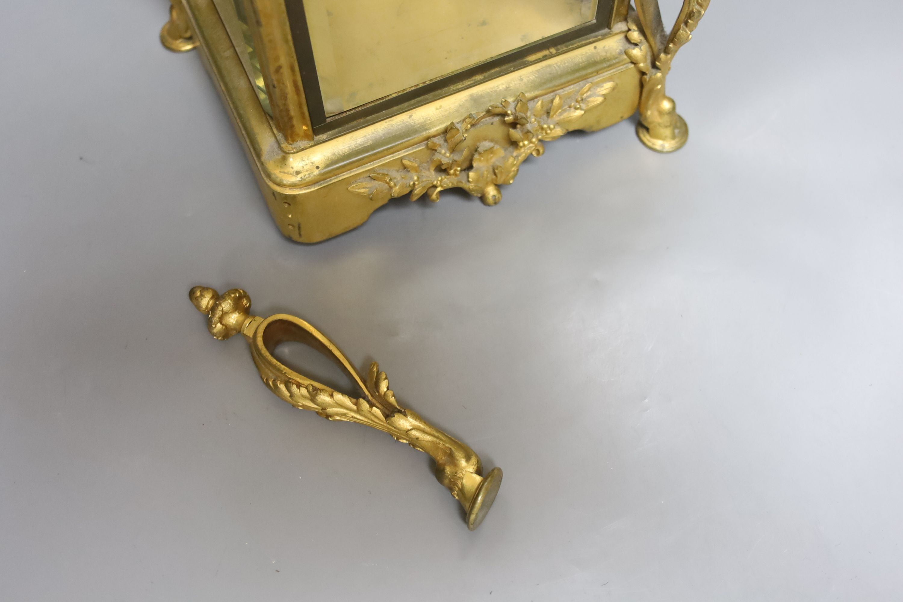 A French ormolu four glass lantern clock, height 45cm